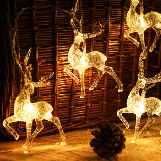 2pcs Christmas Lights LED Elk String Light Battery Powered Indoor Light String Home Party Decor