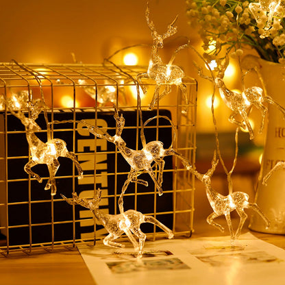 2pcs Christmas Lights LED Elk String Light Battery Powered Indoor Light String Home Party Decor