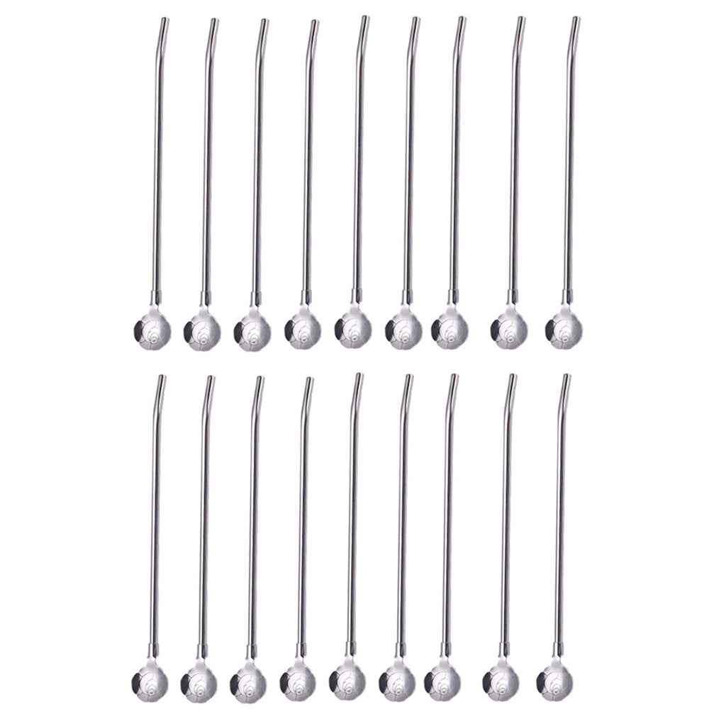20pcs Stainless Steel Straws Spoon Drinking Straw Spoon Dual-Use Straws Tea Spoon