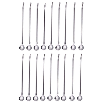20pcs Stainless Steel Straws Spoon Drinking Straw Spoon Dual-Use Straws Tea Spoon