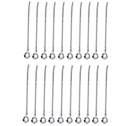 20pcs Stainless Steel Straws Spoon Drinking Straw Spoon Dual-Use Straws Tea Spoon