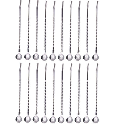 20pcs Stainless Steel Straws Spoon Drinking Straw Spoon Dual-Use Straws Tea Spoon