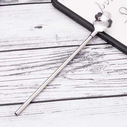 20pcs Stainless Steel Straws Spoon Drinking Straw Spoon Dual-Use Straws Tea Spoon