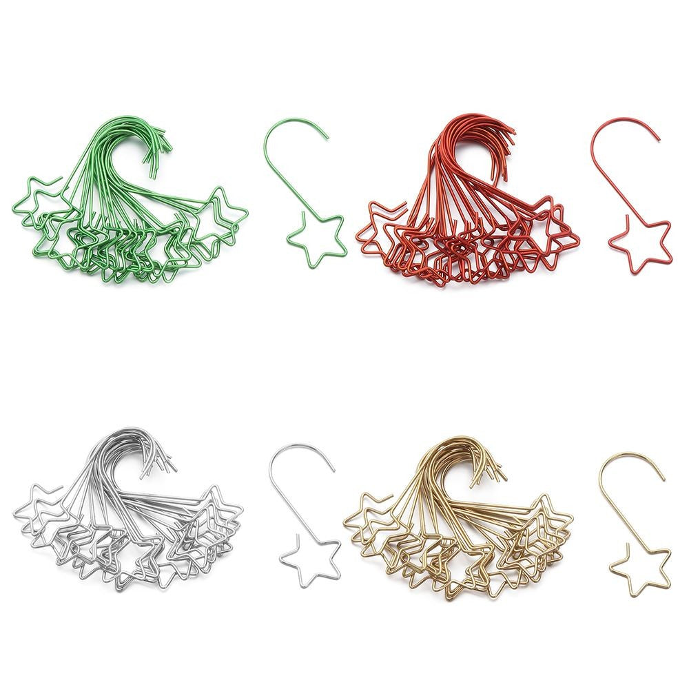 40 Pcs Christmas Ornaments Hooks Metal Star-Shaped Hook