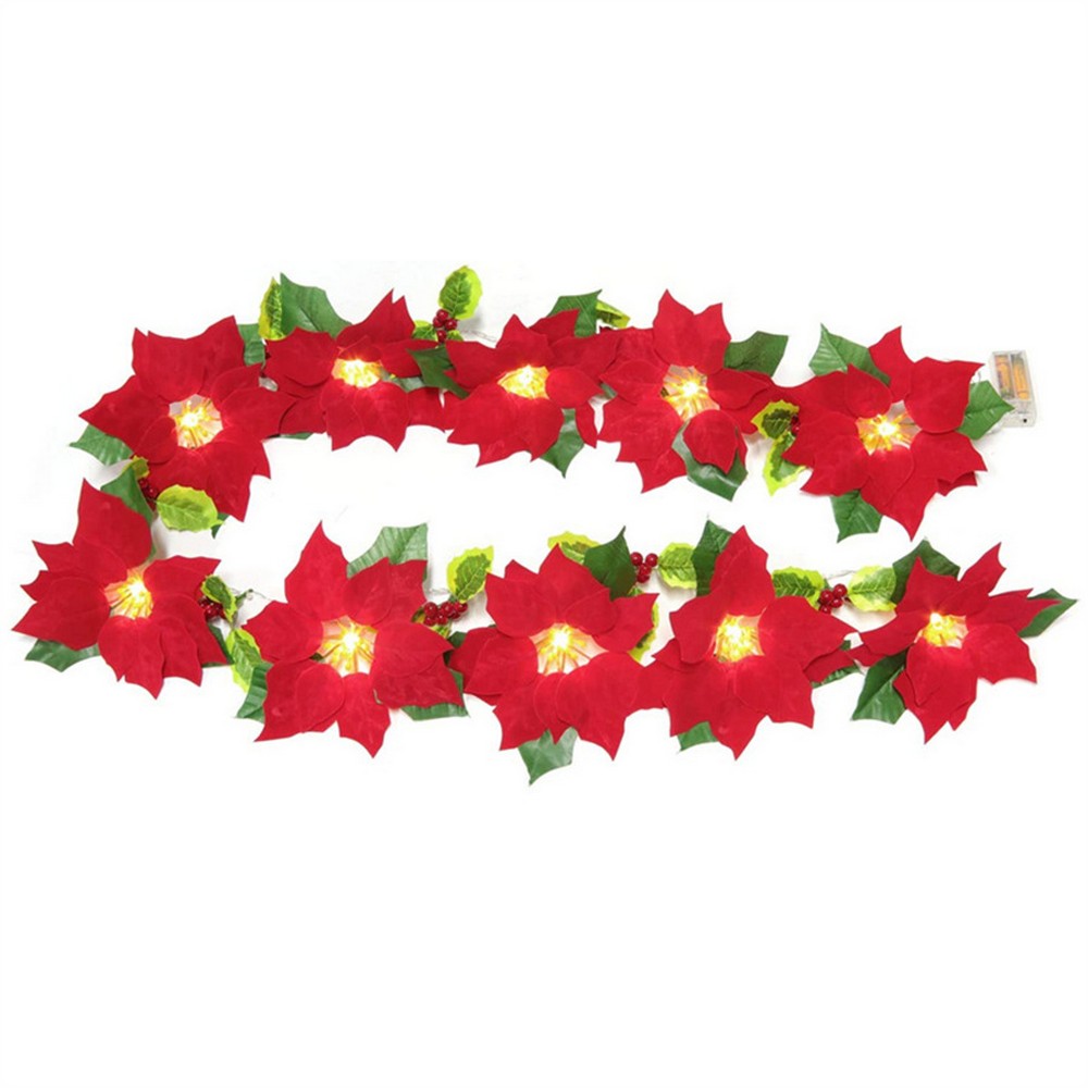 Christmas LED Red Flower String Light