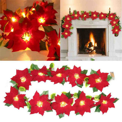 Christmas LED Red Flower String Light