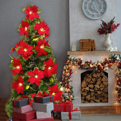 Christmas LED Red Flower String Light