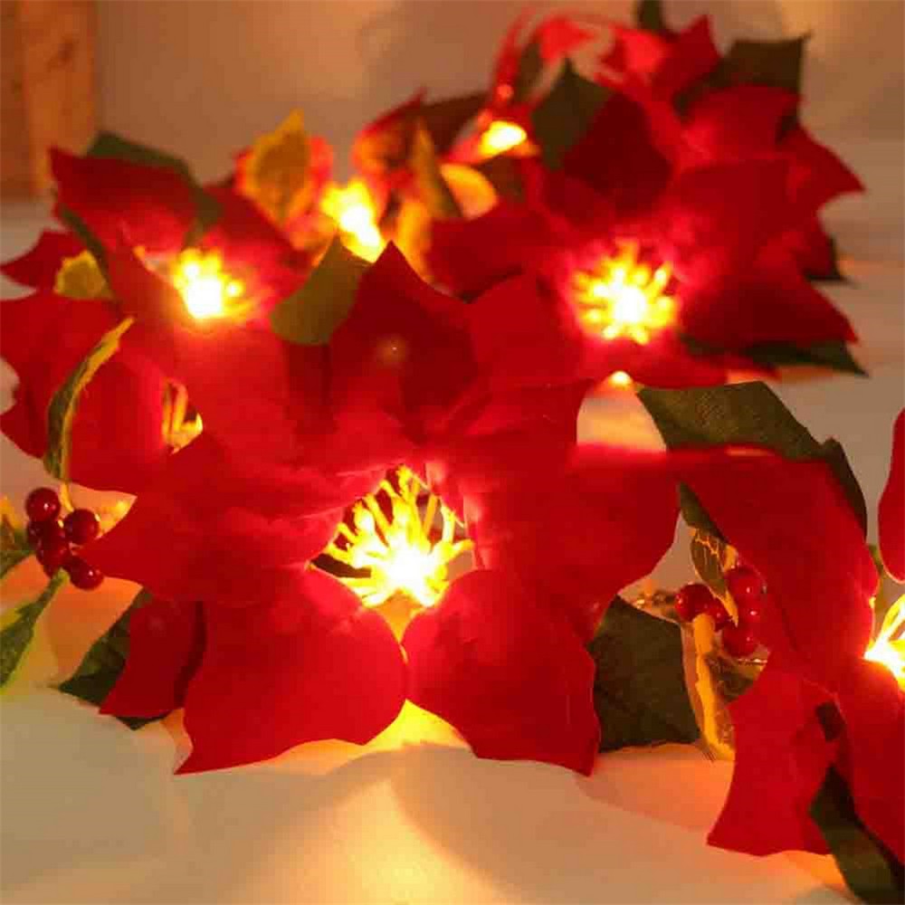 Christmas LED Red Flower String Light