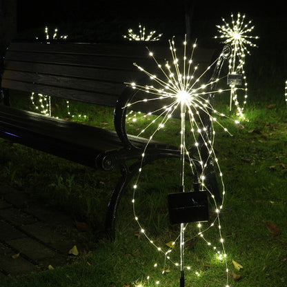2X Solar Fireworks Lights LED Fairy Lights Copper Wire Ground Light Warm White