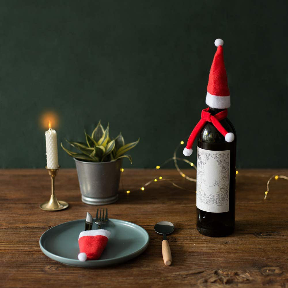Mini Christmas Santa Hats Cutlery Holders Fork Knife Holders