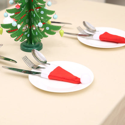20Pcs Christmas Santa Hat Cutlery Holders Xmas Table Decorations for Party