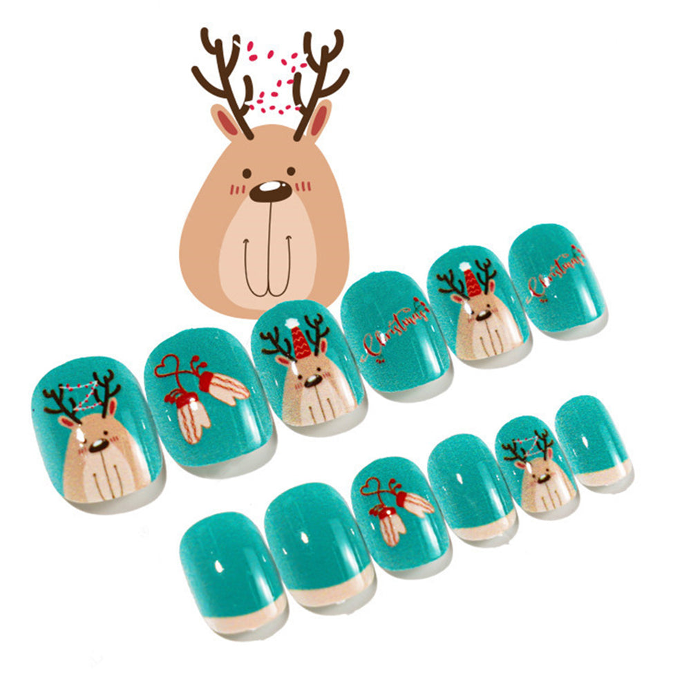 2 Set 48Pcs Christmas Full Cover False Nail For Kids