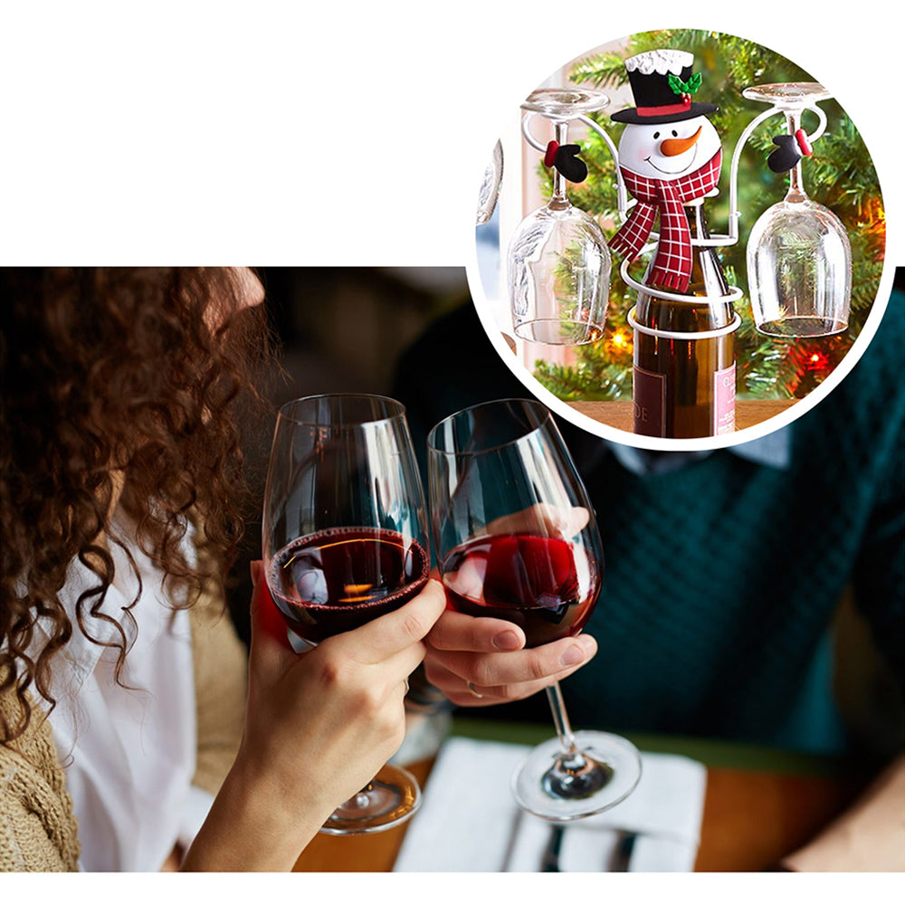 Christmas Wine Bottle and Glass Holder Stand