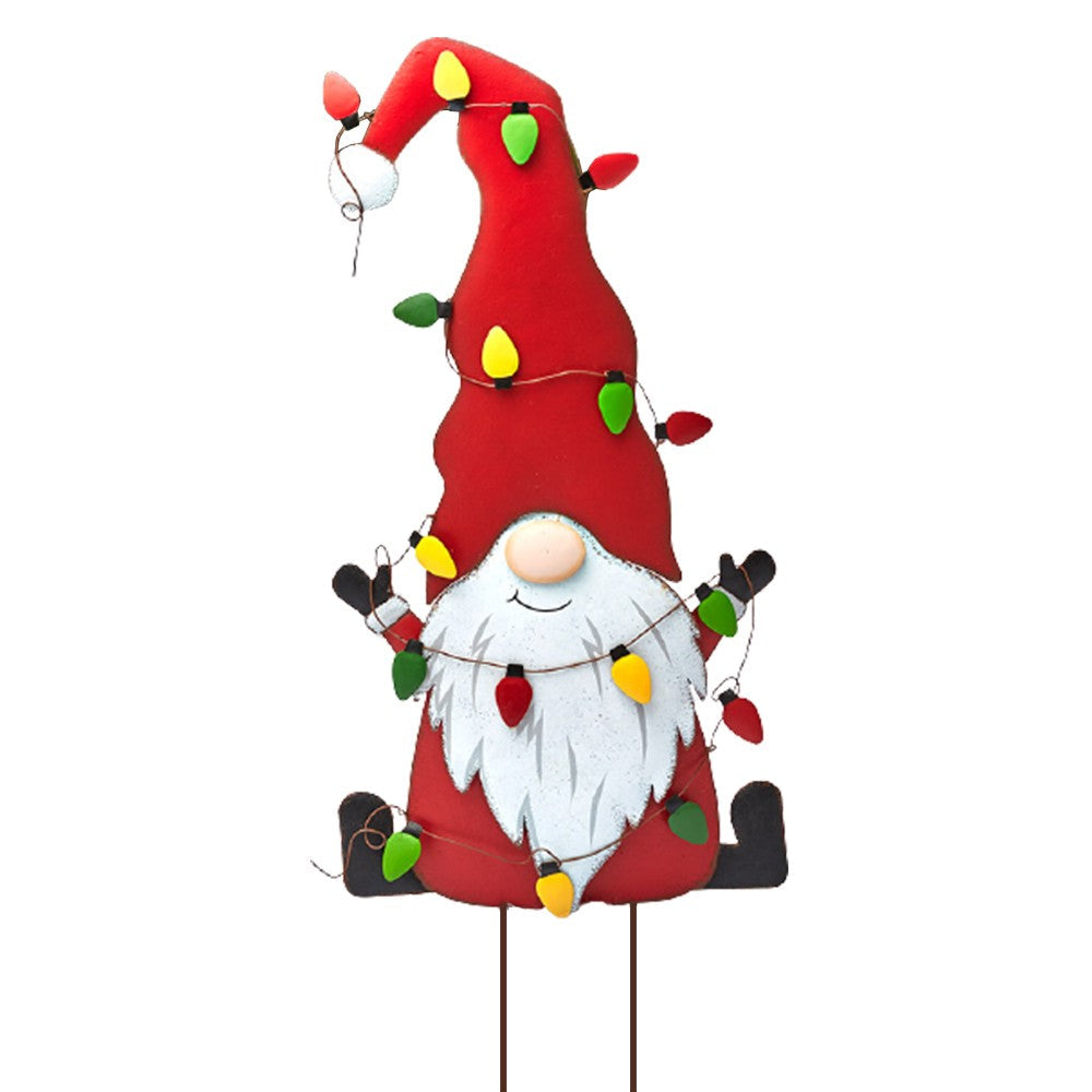 3Pcs Merry Christmas Metal Gnome Sign Stake Outdoor Lawn Yard Decoration