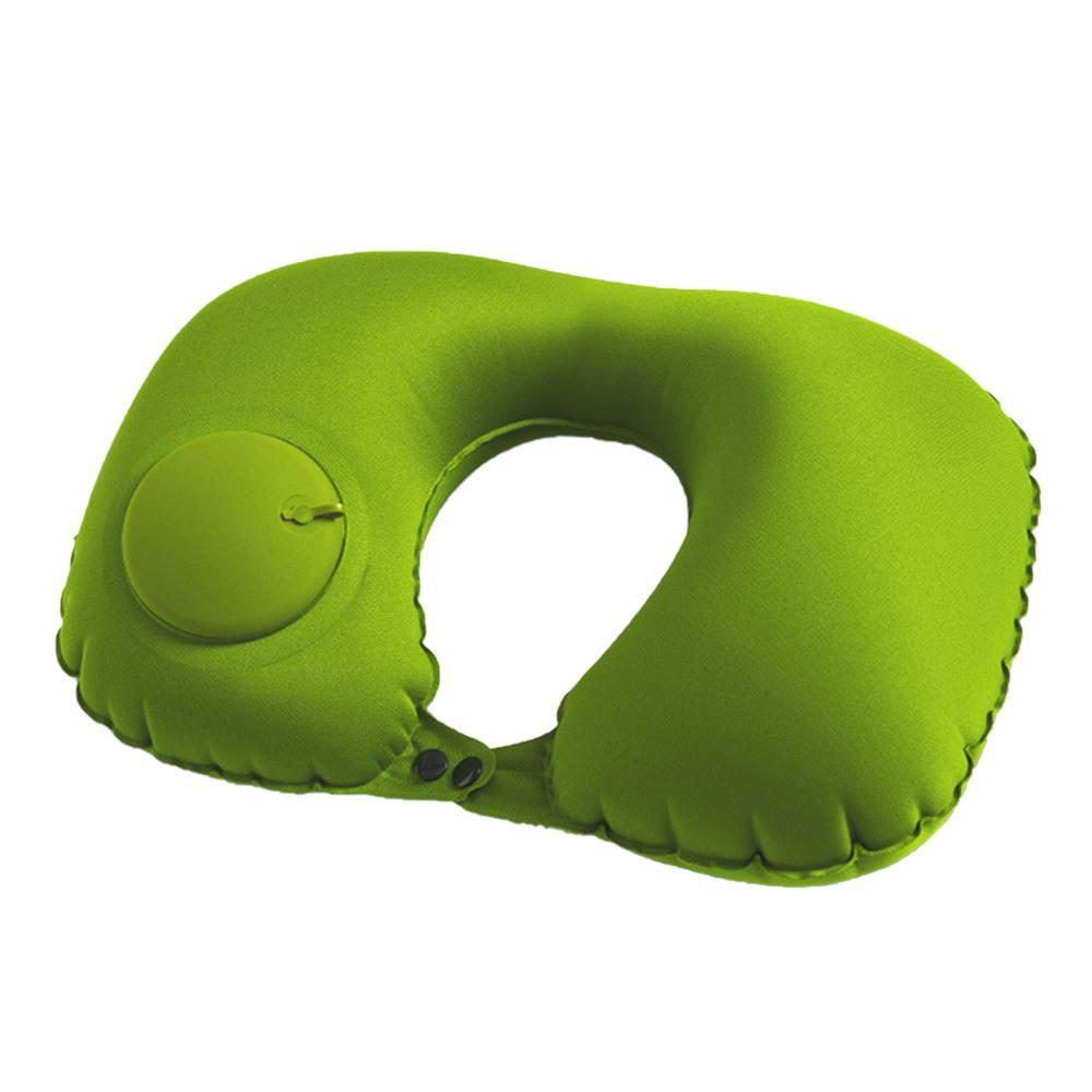 Portable Push-type Inflatable U-Shaped Travel Neck Pillow Car Headrest Cushion - Turquoise