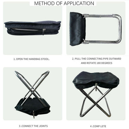 Portable Stainless Steel Camping Chair with Zipper Outdoor Hand Bag Folding Chair