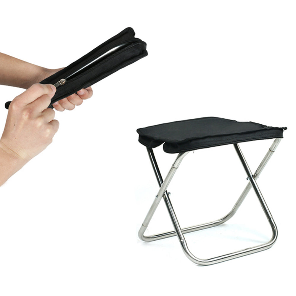 Portable Stainless Steel Camping Chair with Zipper Outdoor Hand Bag Folding Chair
