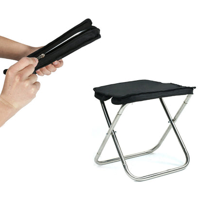 Portable Stainless Steel Camping Chair with Zipper Outdoor Hand Bag Folding Chair