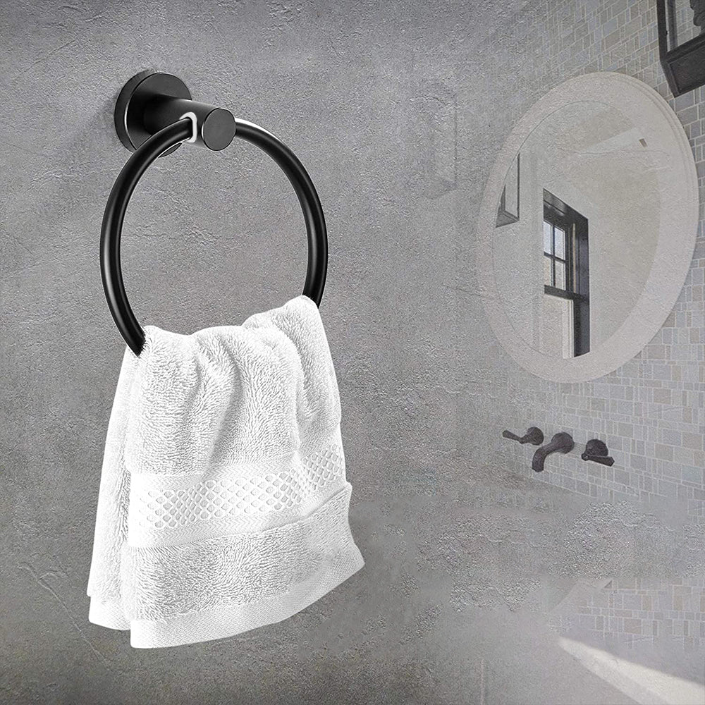 Stainless Steel Round Towel Ring Rack Bathroom Wall Mounted Holder