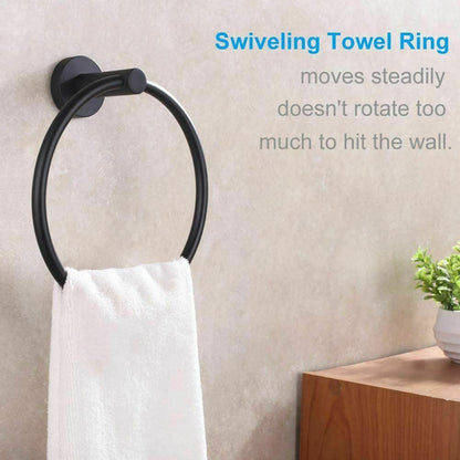 Stainless Steel Round Towel Ring Rack Bathroom Wall Mounted Holder