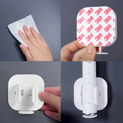 Toothbrush Holder Electric Wall Mounted Adhesive Tooth Brush Organizer White