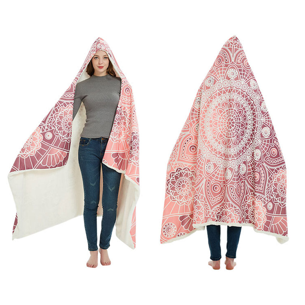 Pink Home Warm Hoodie Plush Blanket