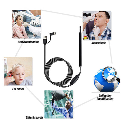 3 in 1 Ear Cleaning Endoscope Ear Wax Remover Tool with 6 Adjustable LED Waterproof Ear Wax Cleaning Endoscope