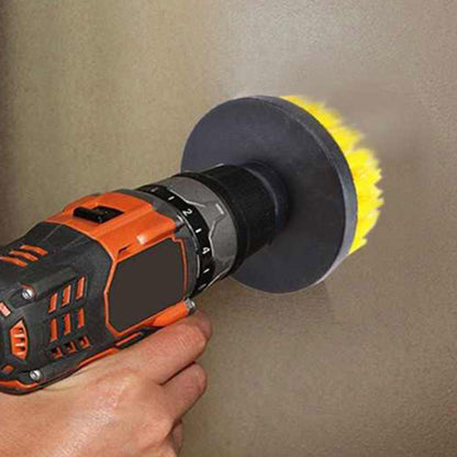 Yellow 3PCS Universal Drill Power Brush Cleaning Set with Cleaning Cloth