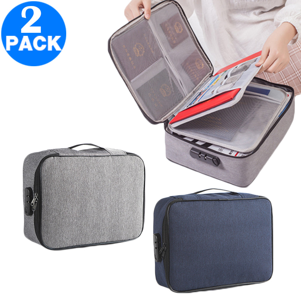 1 or 2Pcs Document Storage Bag Certification Organiser Travel Handbag with Lock