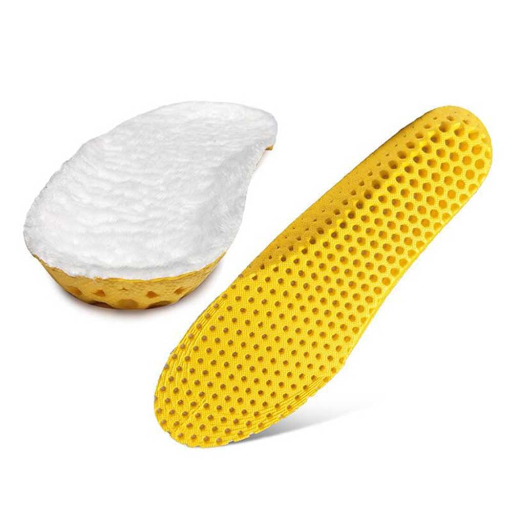 2 Pairs of Sport Artificial Plush Insoles White and Brown Large