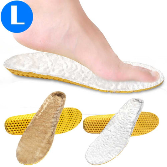 2 Pairs of Sport Artificial Plush Insoles White and Brown Large