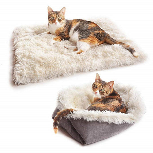 Foldable Plush Bed for Dog Cat Pet Calming Bed