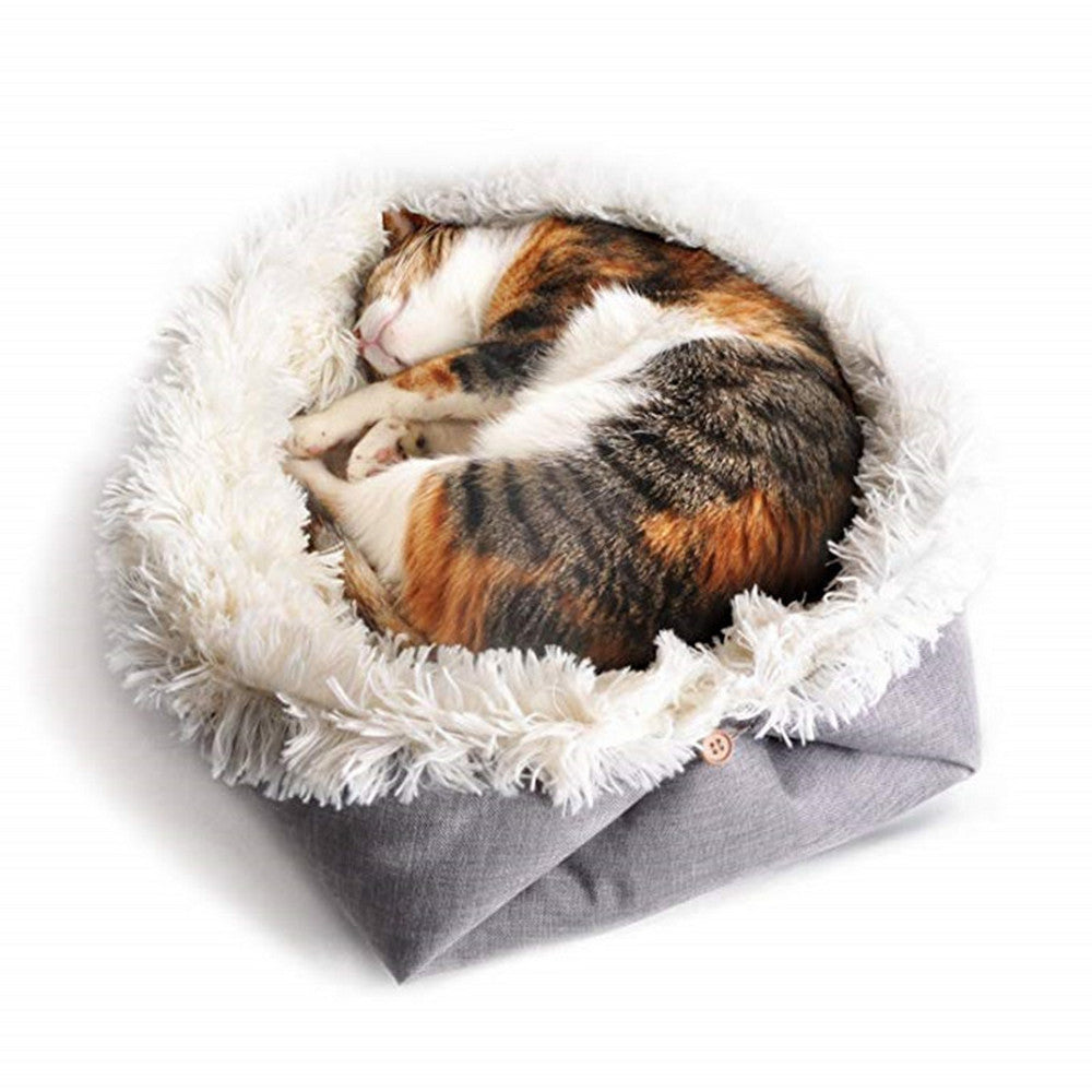 Foldable Plush Bed for Dog Cat Pet Calming Bed