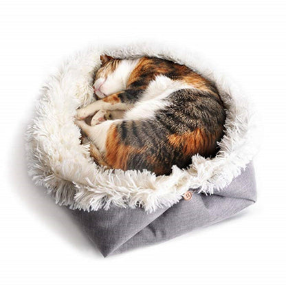 Foldable Plush Bed for Dog Cat Pet Calming Bed