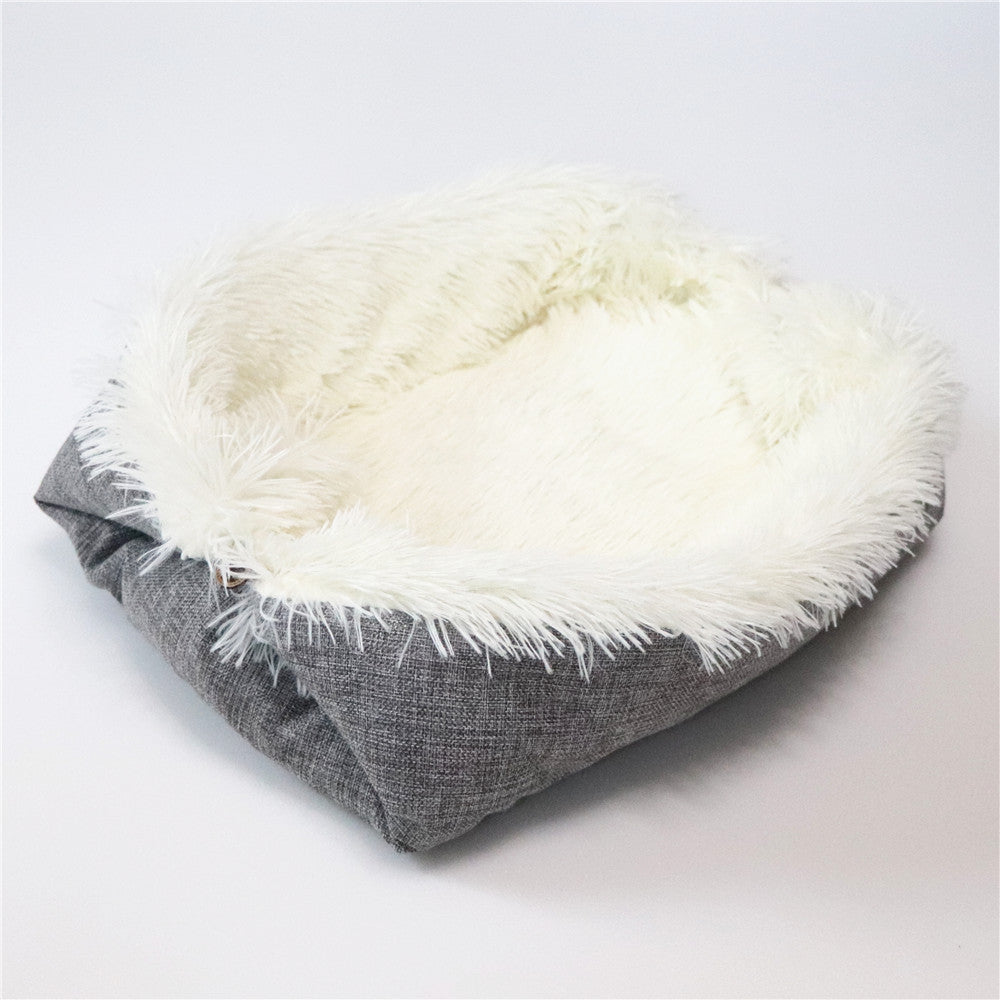 Foldable Plush Bed for Dog Cat Pet Calming Bed