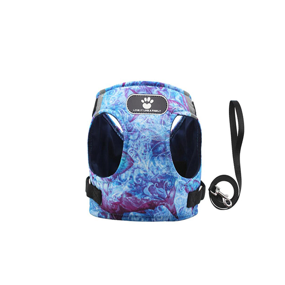 Colour Ocean Pattern Printed Pet Harness Dog Leash Set