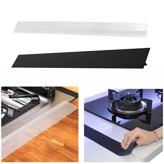 2pcs Kitchen 25 Inches Silicone Stove Gap Covers-Black and Transparent