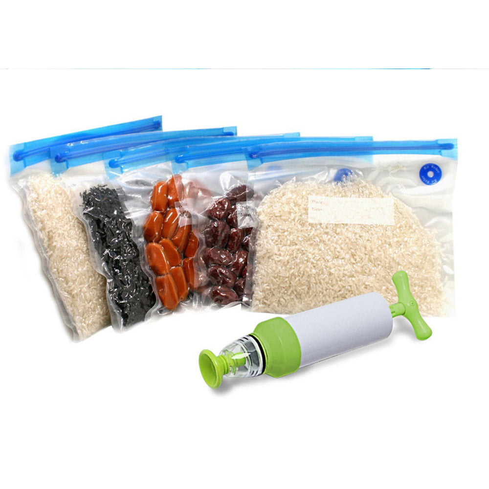 20Pcs 16x22CM Reusable Food Vacuum Sealer Bag with 1 X Manual Pump