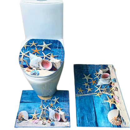 3pcs Bathroom Mat Set Home Decor Ocean Printed Bathroom Floor Mats