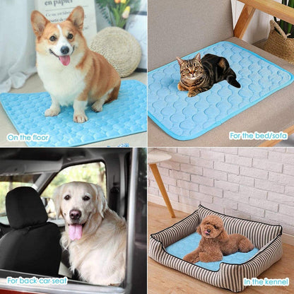 Blue - Summer Cooling Mat Pet Bed Interior Cooling Pad for Cat Seats Dog Car Sofa Pet Bed Kennel