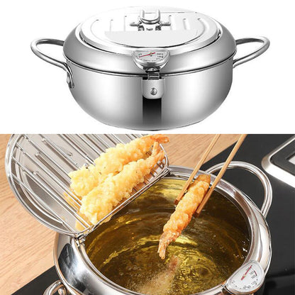 Stainless Steel Deep Fryer Pot with Temperature Control Kitchen Tool Kitchenware
