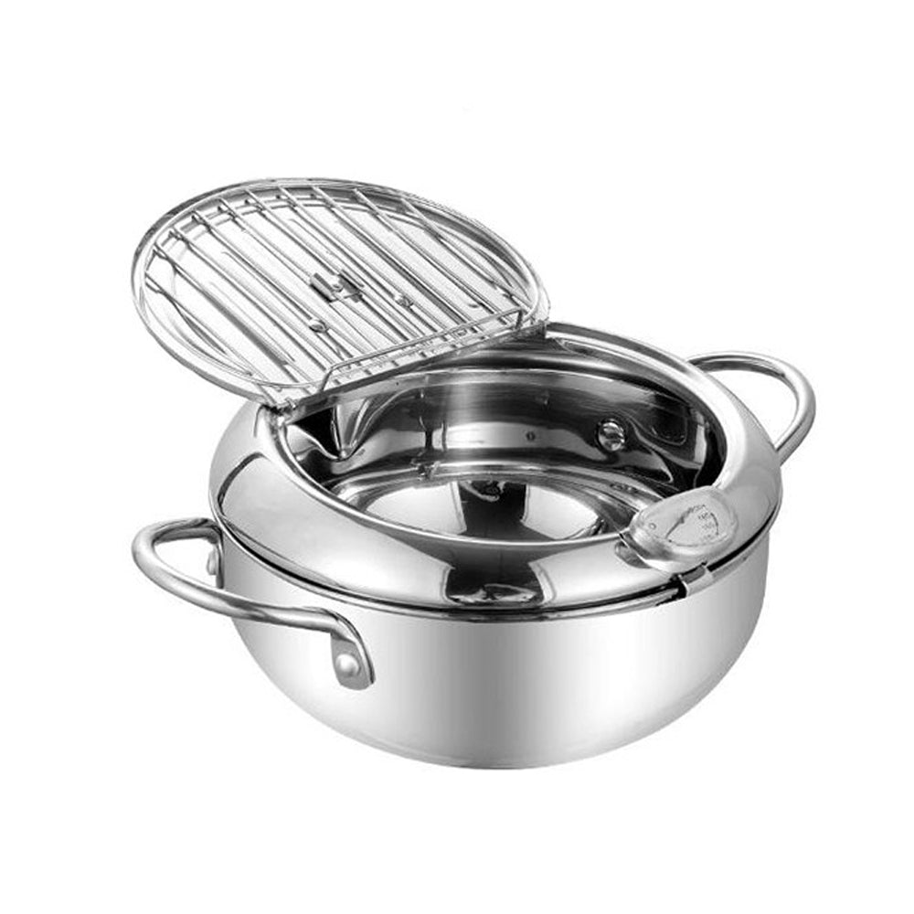 Stainless Steel Deep Fryer Pot with Temperature Control Kitchen Tool Kitchenware