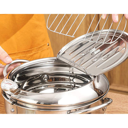 Stainless Steel Deep Fryer Pot with Temperature Control Kitchen Tool Kitchenware