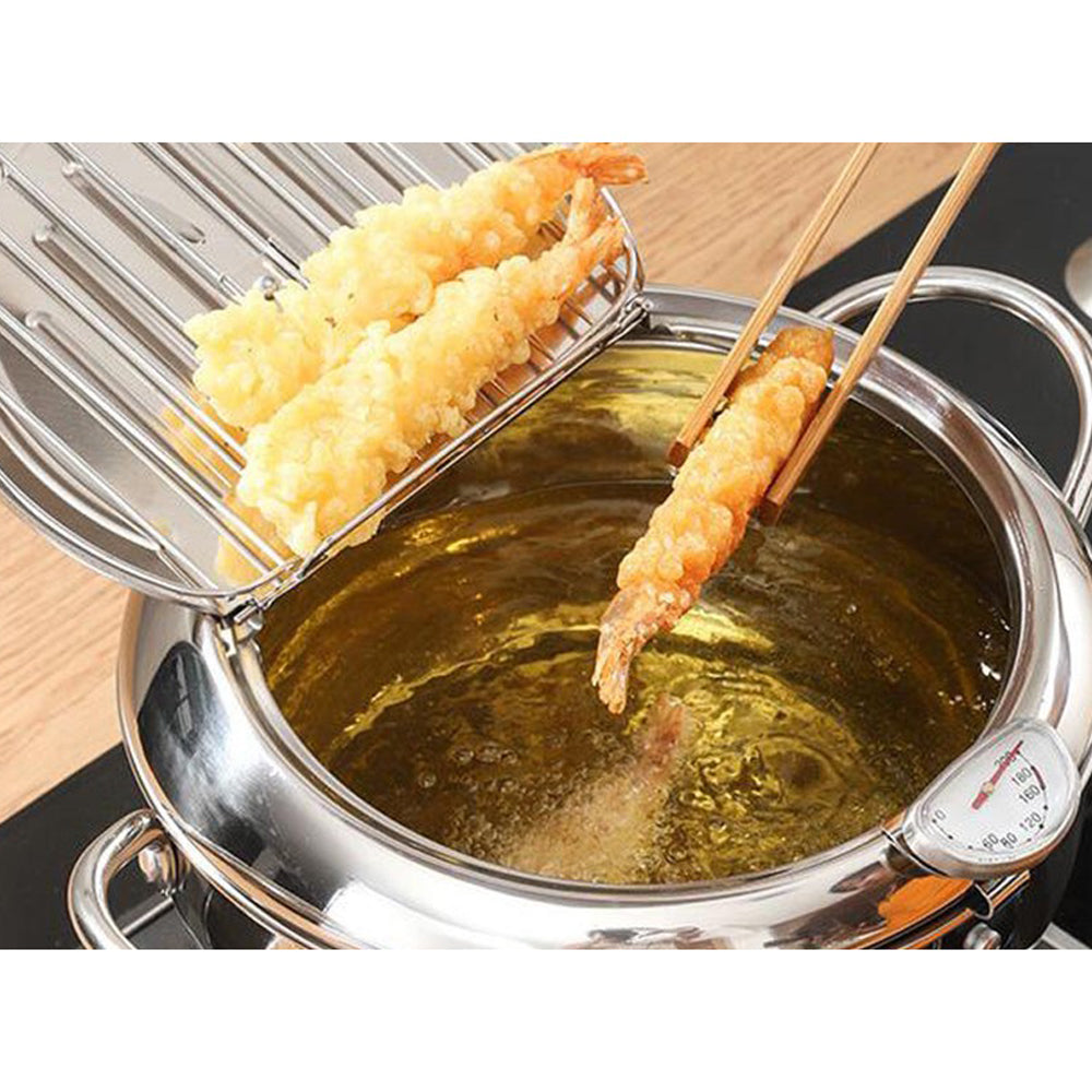 Stainless Steel Deep Fryer Pot with Temperature Control Kitchen Tool Kitchenware