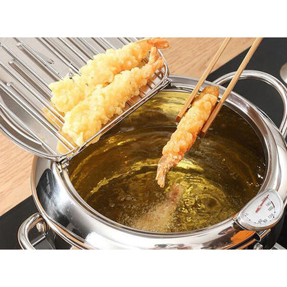 Stainless Steel Deep Fryer Pot with Temperature Control Kitchen Tool Kitchenware