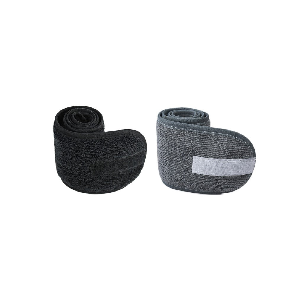 2pcs Spa Headband Hair Wrap Adjustable Face Wash Head Wrap Towel -Black and Gray