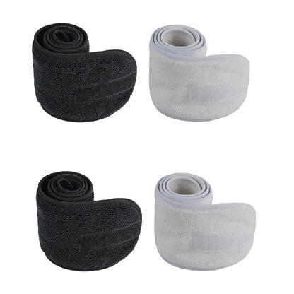 4pcs Spa Headband Hair Wrap Adjustable Face Wash Head Wrap Towel -Black and White