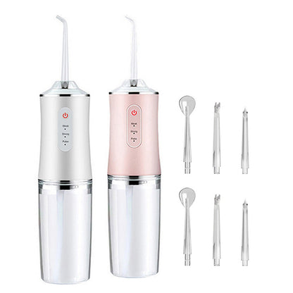 2X Electric Cordless Water Flosser with Four Nozzles White and Pink