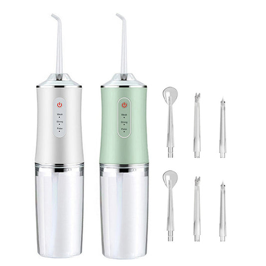 2X Electric Cordless Water Flosser with Four Nozzles White and Green