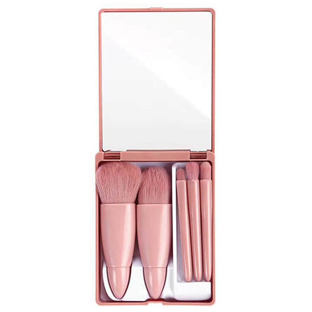 5Pcs Portable Makeup Brushes Set with Mirror